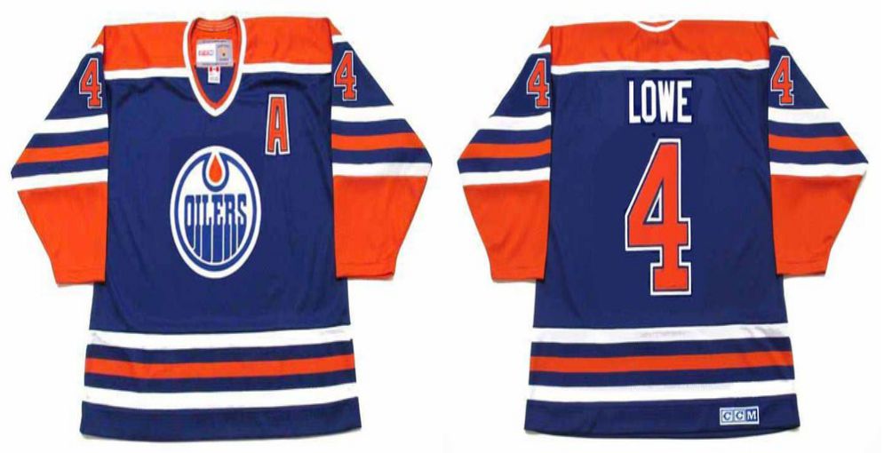 2019 Men Edmonton Oilers #4 Lowe Blue CCM NHL jerseys